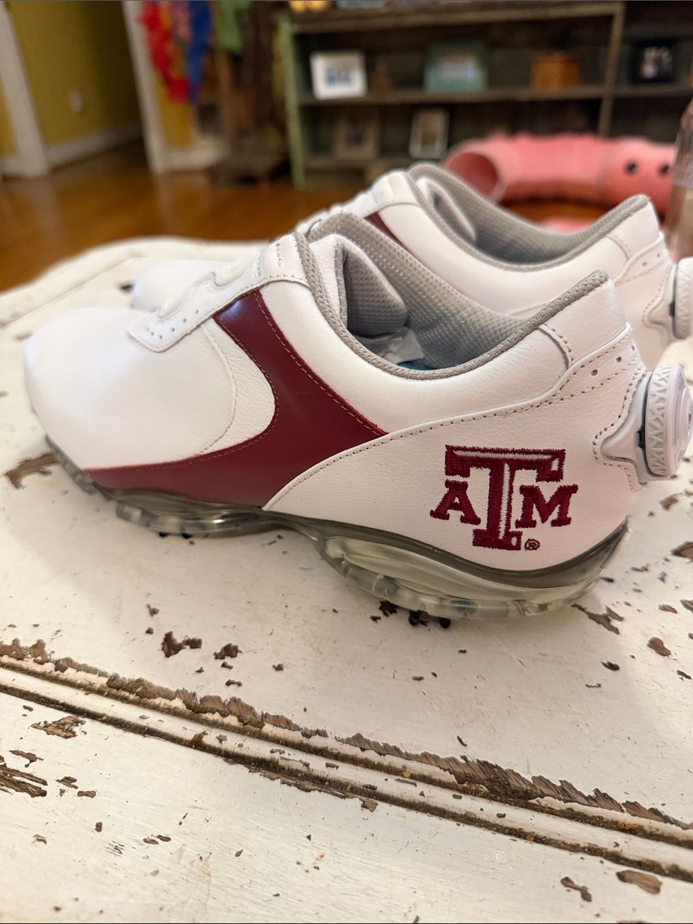 Texas A&M Women's Athletic Golf Shoes - White & Maroon